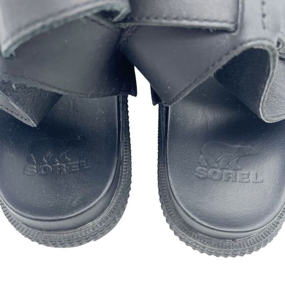 Sorel Roaming T-Strap Buckle Sandals Size 5.5 Black Leather Strappy Rugged Sole - Picture 13 of 16